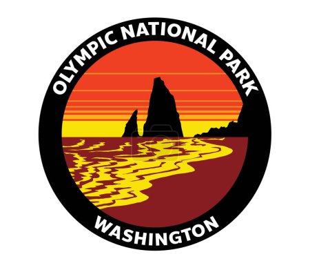 Olympic National Park Washington Vector Logo Rialto Beach Sonnenuntergang