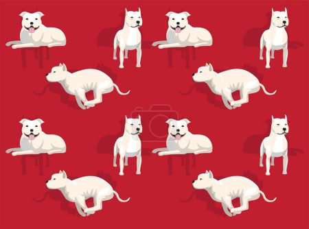 Illustration for Dog Pit Bull Terrier White Coat Cute Seamless Wallpaper Background - Royalty Free Image