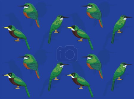 Illustration for Bird Jacamar Cute Seamless Wallpaper Background - Royalty Free Image