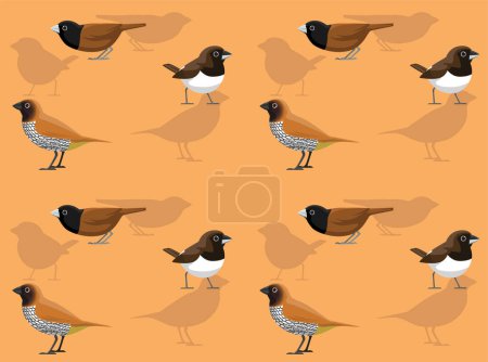 Téléchargez les illustrations : Oiseau Munia mignon fond d'écran sans couture - en licence libre de droit