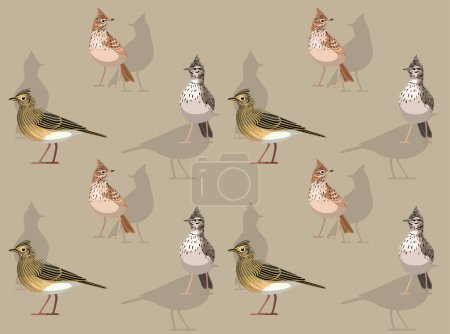 Illustration for Bird Lark Eurasian Skylark Cute Seamless Wallpaper Background - Royalty Free Image
