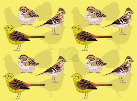 Pájaro pequeño Bunting Yellowhammer historieta lindo fondo de pantalla sin costuras
