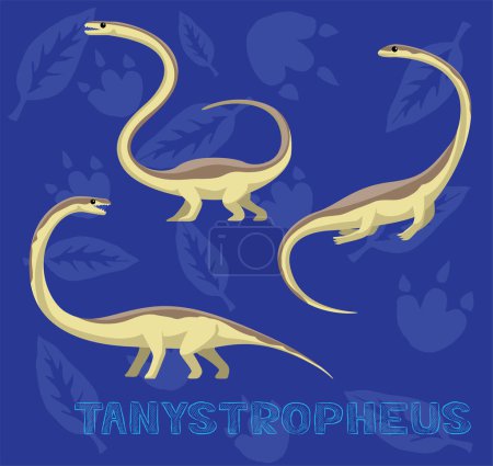 Monstruo marino Dinosaurio Tanystropheus Dibujos animados Vector Ilustración