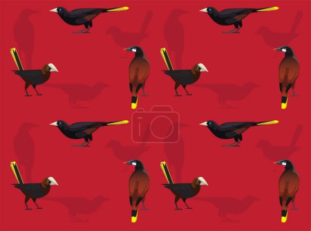 Illustration for Bird Oropendola Cartoon Cute Seamless Wallpaper Background - Royalty Free Image