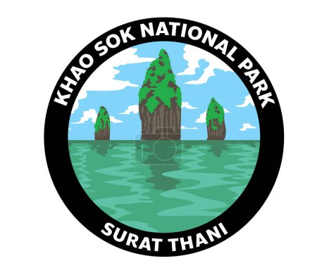 Téléchargez les illustrations : Khao Sok National Park Thaïlande Logo vectoriel - en licence libre de droit