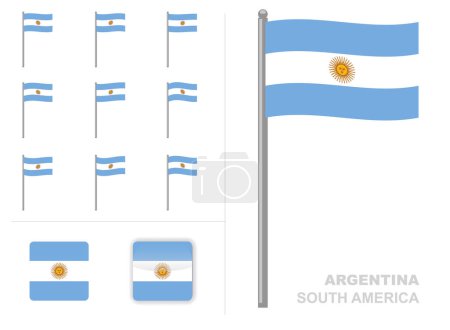 Argentina Flag Country Waving Animation App Icon Vector