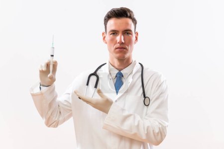 Photo for Image  of doctor showing   injection. - Royalty Free Image