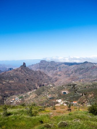 Panoramic view from the Degollada de Becerra viewpoint where you can see the Roque Nublo and Teide peak