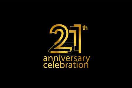 21 year anniversary celebration abstract style logotype. anniversary with gold color isolated on black background
