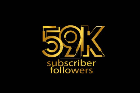 Illustration for 59K, 59.000 subscribers followers golden color on black background for social media and internet content-vector - Royalty Free Image