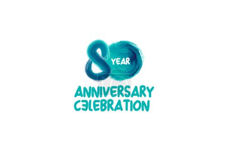 Illustration for 80th, 80 years, 80 years anniversary celebration fun style logotype. anniversary white logo with green blue color isolated on white background, vector design for celebrating event - Royalty Free Image