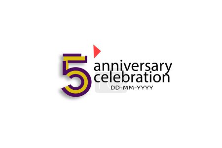 5ème, 5 ans, 5 année anniversaire célébration style abstrait logotype. anniversaire avec violet, jaune, couleur orange isolé sur fond blanc, design vectoriel 
