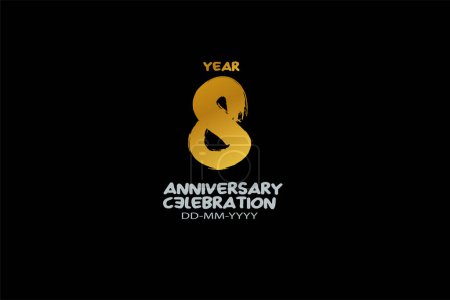 Illustration for 8 years celebration gold color abstracts style on black background - Royalty Free Image