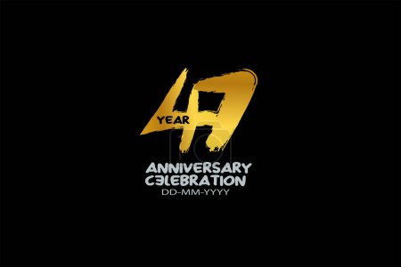 Téléchargez les illustrations : 47th, 47 years, 47 year anniversary celebration abstract style logotype. anniversary with gold color isolated on black background, vector design for celebration vector - en licence libre de droit