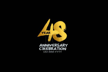 Illustration for 48th, 48 years, 48 year anniversary celebration abstract style logotype. anniversary with gold color isolated on black background, vector design for celebration vector - Royalty Free Image