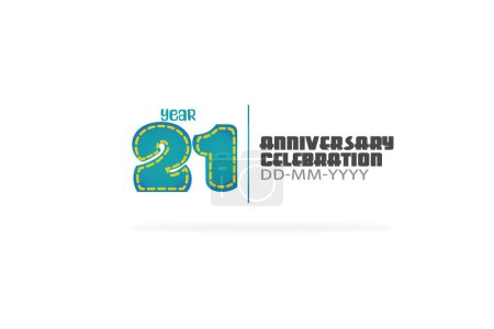 Illustration for 21 year anniversary celebration fun style green and blue colors on white background for cards, event, banner-vector - Royalty Free Image