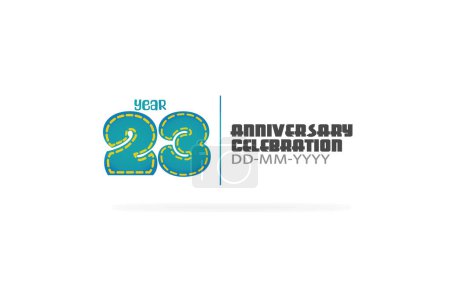 Illustration for 23 year anniversary celebration fun style green and blue colors on white background for cards, event, banner-vector - Royalty Free Image