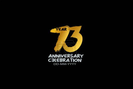 73 year anniversary celebration abstract style logotype. anniversary with gold color isolated on black background, vector design for celebration vector