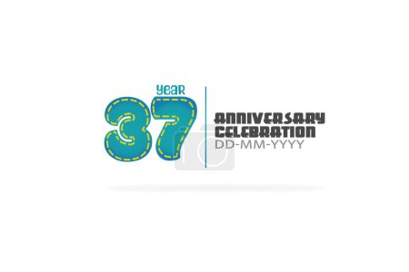 Illustration for 37 year anniversary celebration fun style green and blue colors on white background for cards, event, banner-vector - Royalty Free Image
