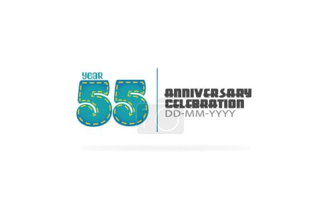 Illustration for Anniversary celebration poster, background with blue numbers 55 - Royalty Free Image