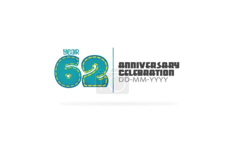 Ilustración de Cartel de celebración de aniversario, fondo con números azules 62 - Imagen libre de derechos