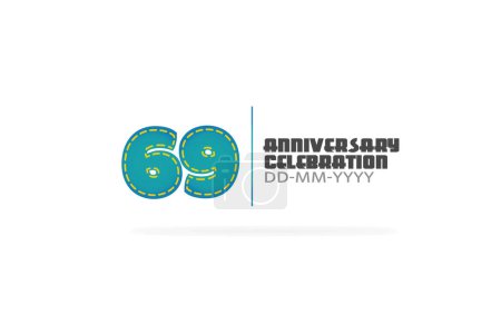 Ilustración de Anniversary celebration poster, background with blue numbers 69 - Imagen libre de derechos