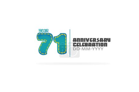 Ilustración de Cartel de celebración de aniversario, fondo con números azules 71 - Imagen libre de derechos