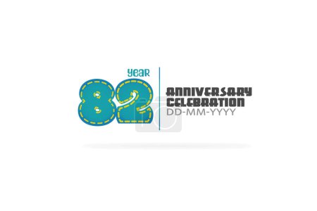 Illustration for Anniversary celebration poster, background with blue numbers 82 - Royalty Free Image
