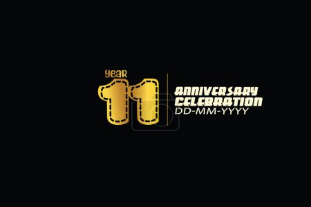 Illustration for Black poster, anniversary celebration card background with golden numbers 11 - Royalty Free Image