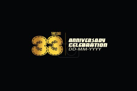 Ilustración de Cartel negro, fondo de tarjeta de celebración aniversario con números dorados 33 - Imagen libre de derechos