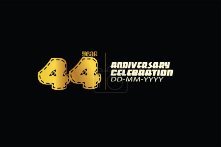 Illustration for Black poster, anniversary celebration card background with golden numbers 44 - Royalty Free Image