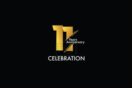 Ilustración de 11 años de aniversario de color oro sobre fondo negro logotipo de estilo abstracto. aniversario con el color dorado aislado sobre fondo negro, diseño de vectores para la celebración - Imagen libre de derechos