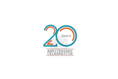 Téléchargez les illustrations : 20 ans anniversaire 2 couleurs bleu et orange sur fond rose style abstrait logotype. conception vectorielle anniversaire pour la célébration - en licence libre de droit