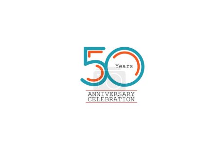 Téléchargez les illustrations : 50 ans anniversaire 2 couleurs bleu et orange sur fond rose style abstrait logotype. conception vectorielle anniversaire pour la célébration - en licence libre de droit