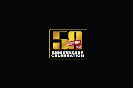 Ilustración de 58 aniversario celebración rectangular estilo abstracto logotipo. aniversario con el color dorado aislado sobre fondo negro, diseño de vectores para la celebración - Imagen libre de derechos