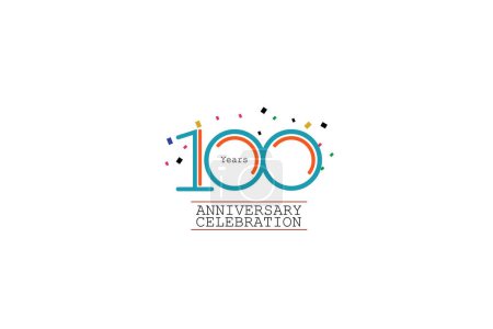 Ilustración de 100 años de aniversario con el logotipo de color azul y naranja de fondo rosa estilo abstracto. vector aniversario - Imagen libre de derechos
