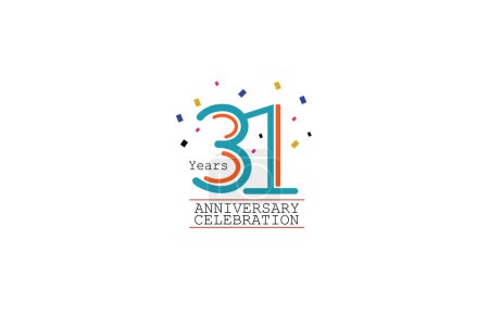 Illustration for 31 year  anniversary 2 colors blue and orange on white background abstract style logotype. anniversary with color isolated, vector design for celebration vector. - Royalty Free Image