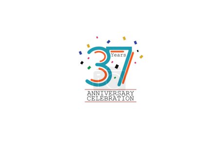 Illustration for 37 year  anniversary 2 colors blue and orange on white background abstract style logotype. anniversary with color isolated, vector design for celebration vector. - Royalty Free Image