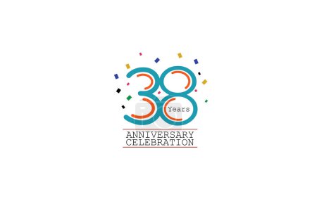 Illustration for 38 year anniversary 2 colors blue and orange on white background abstract style logotype. anniversary with color isolated, vector design for celebration vector. - Royalty Free Image