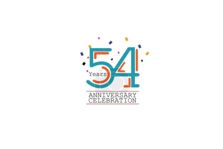 Illustration for 54 year anniversary 2 colors blue and orange on white background abstract style logotype. anniversary with color isolated, vector design for celebration vector. - Royalty Free Image