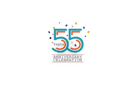 Illustration for 55 year anniversary 2 colors blue and orange on white background abstract style logotype. anniversary with color isolated, vector design for celebration vector. - Royalty Free Image