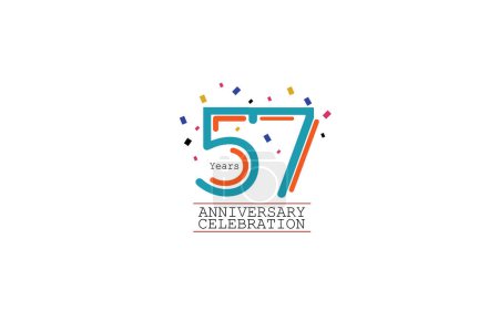 Téléchargez les illustrations : 57 ans anniversaire 2 couleurs bleu et orange sur fond blanc style abstrait logotype. anniversaire avec couleur isolée, conception vectorielle pour vecteur de célébration. - en licence libre de droit