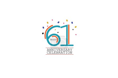 Illustration for 61 year anniversary 2 colors blue and orange on white background abstract style logotype. anniversary with color isolated, vector design for celebration vector. - Royalty Free Image
