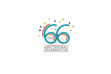 Illustration for 66 year anniversary 2 colors blue and orange on white background abstract style logotype. anniversary with color isolated, vector design for celebration vector. - Royalty Free Image