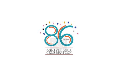 Ilustración de 86 aniversario 2 colores azul y naranja sobre fondo blanco logotipo de estilo abstracto. diseño del vector aniversario para el vector de celebración - Imagen libre de derechos
