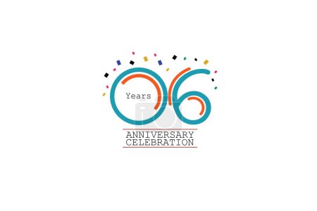Illustration for 06 year anniversary 2 colors blue and orange on white background abstract style logotype. anniversary vector design for celebration vector - Royalty Free Image