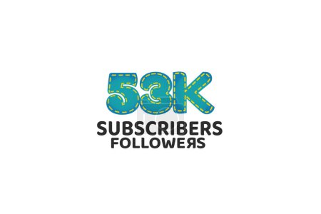 Illustration for 53K Subscribers Followers for internet, social media use - Royalty Free Image