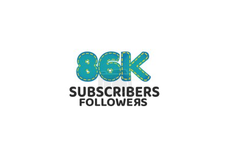 Illustration for 86K Subscribers Followers for internet, social media use - Royalty Free Image