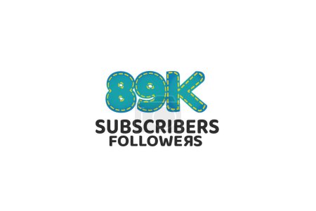 Illustration for 89K Subscribers Followers for internet, social media use - Royalty Free Image