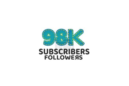 Illustration for 98K Subscribers Followers for internet, social media use - Royalty Free Image